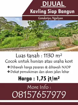 Dijual Murah Kavling seluas 1130 m² Siap Bangun