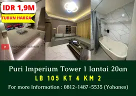 Apartemen Puri Imperium Tower 1 lantai 20an 3+1BR