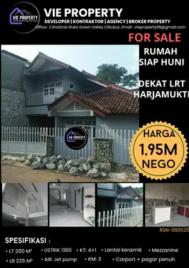 DIJUAL CEPAT RUMAH MURAH DEKAT STASIUN LRT HARJAMUKTI