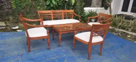 Set Kursi Jati 3111 Meja Set Sofa Jati Panjang