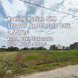 Solo Baru, Sukoharjo - Kavling Hunian SHM Selatan Dr. Oen Mulai 107m²