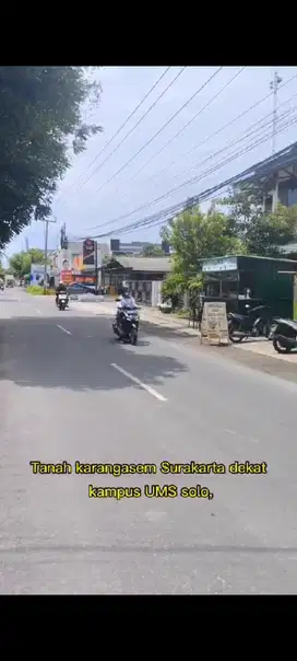 Tanah 345m Tepi jalan utama UMS solo