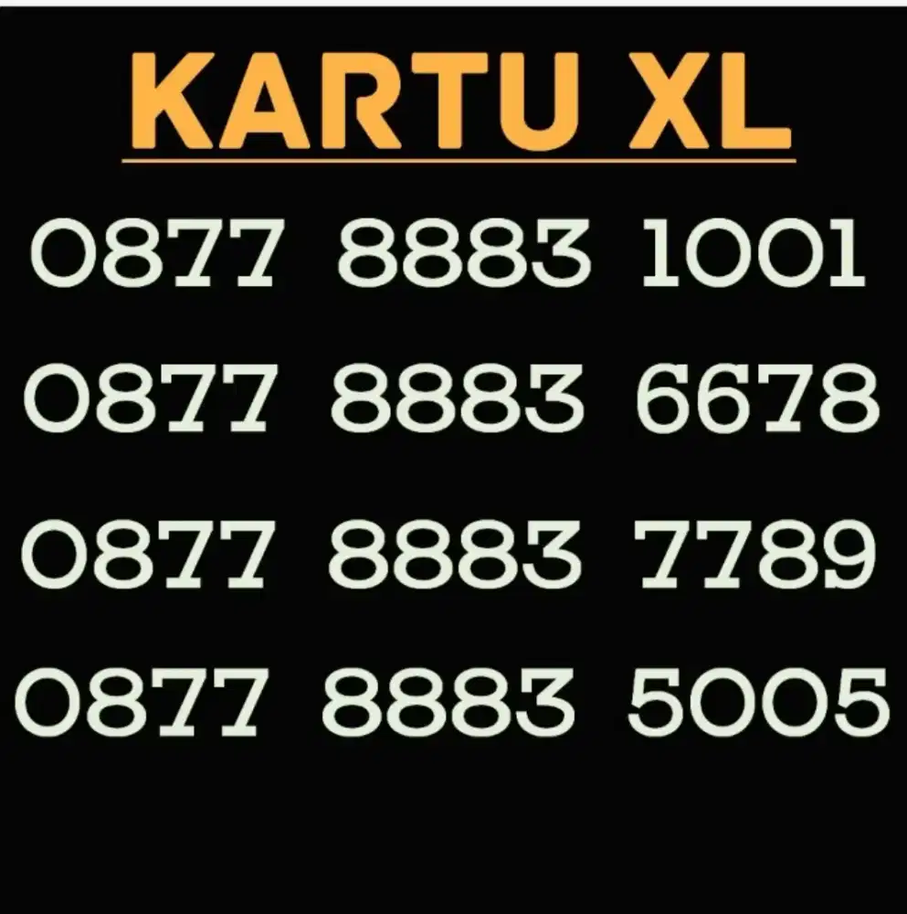 Nomor cantik XL seri 1001/5005/6678/7789