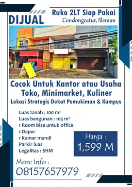 Dijual Cepat BU Ruko Siap Pakai di Sleman