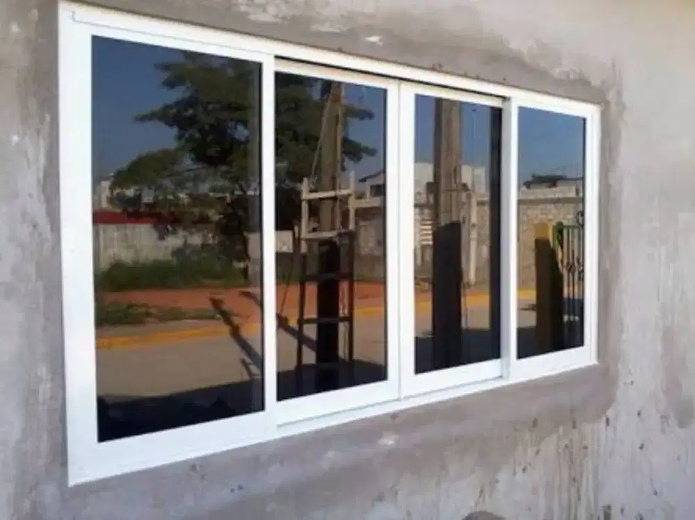 Kusen pintu/ jendel model geser, Aluminium Warna Putih