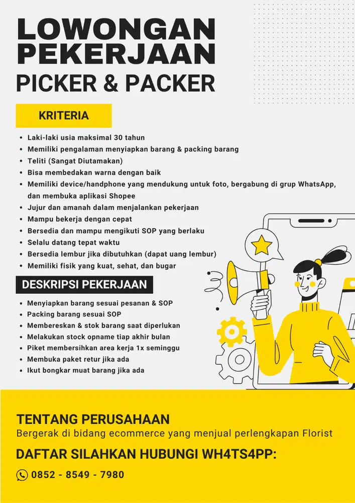 Lowongan Kerja Menyiapkan Barang dan Packing Barang Onlineshop