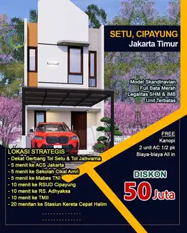 JUAL RUMAH CLUSTER BARU - TIPE MINIMALIS HARGA EKONOMIS - TIPE 45/54M²