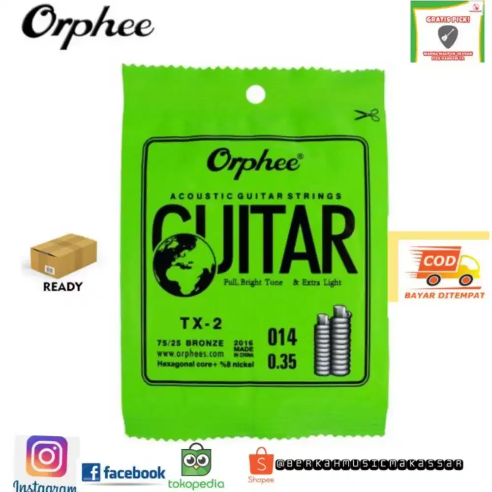 SENAR SATUAN AKUSTIK, ECERAN PER PCS SENAR NO. 1, 2, 3, 4, 5 dan 6