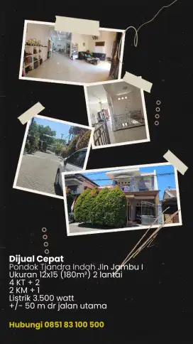 Dijual Cepat Rumah Pondok Tjandra