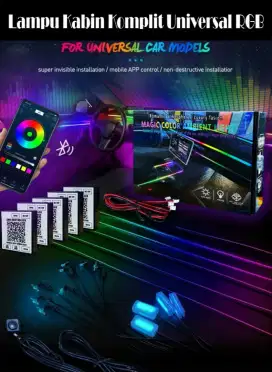 Car Ambient Light Symphony - RGB LED Interior Bluetooth 18 LED Strip