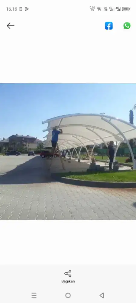 PROSES CEPAT PASANG CANOPY MEMBRANE || DESAIN KANOPI MEMBRANE
