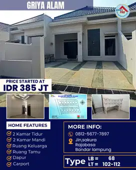 RUMAH CLUSTER TERMURAH DEKAT SMA 13 BANDAR LAMPUNG