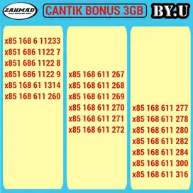 By.U-A) NOCAN ByU Bonus Kuota kartu perdana nomor cantik Triple AABB A