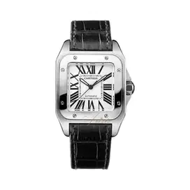 Cartier Santos 100-M Stainless Steel Black Leather