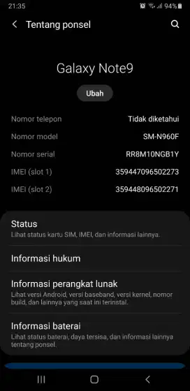 samsung Note 9 layar mulus minus retak kaca pinggir