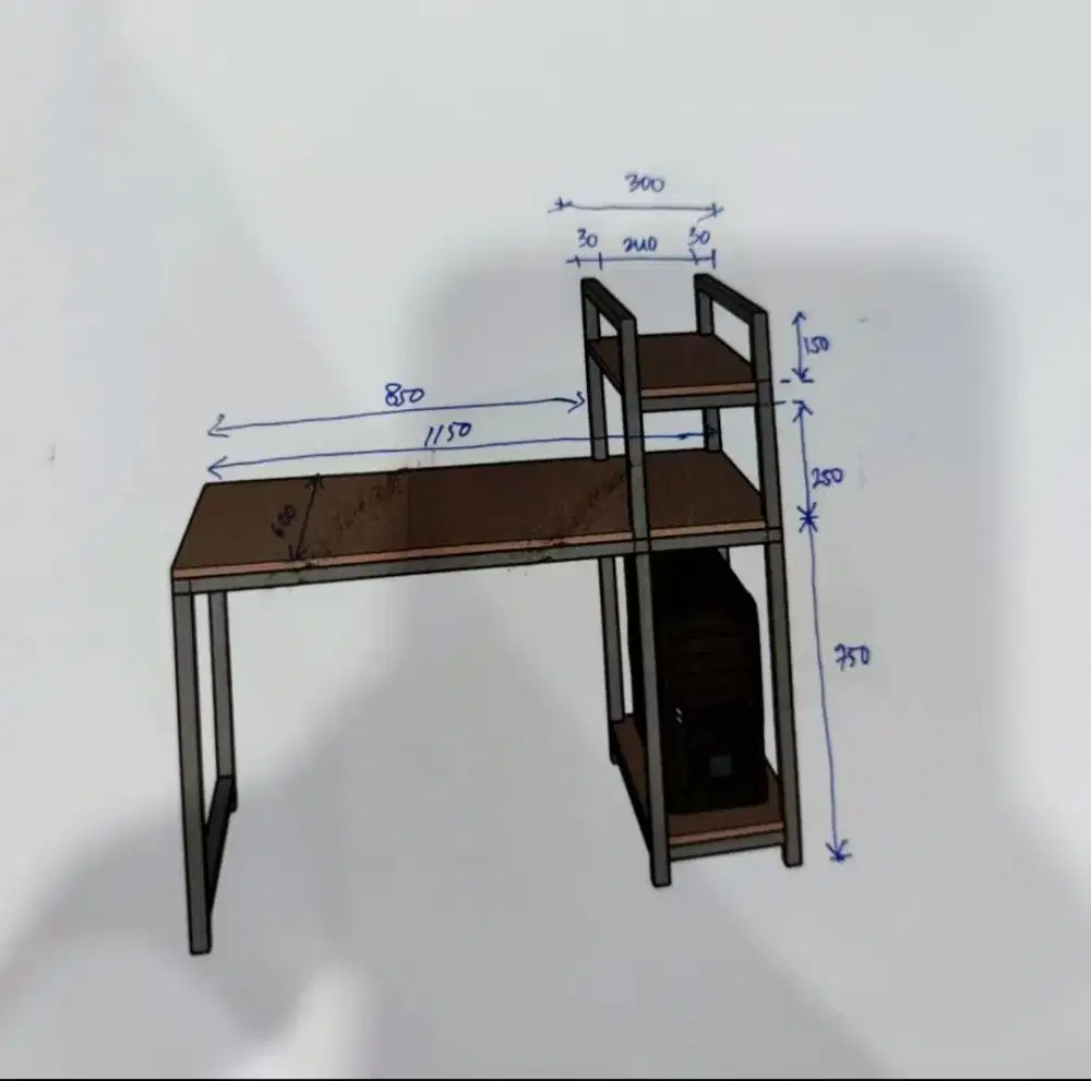Furniture Bali Meja Kerja Rak CPU Dokumen Kantor Meja Belajar