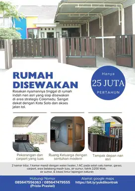 Rumah kontrakan dekat Solo (Baturan)