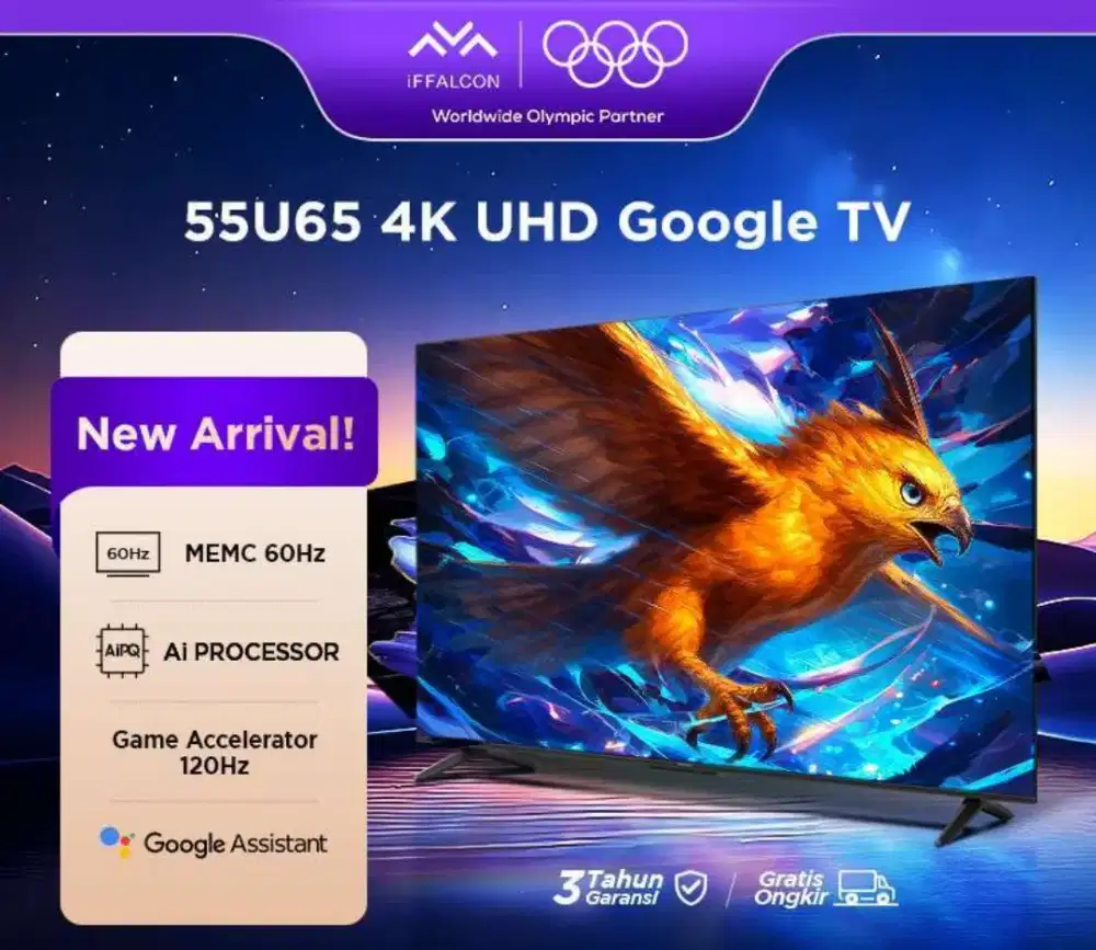 iFFALCON by TCL 55inch U65 Series Google TV - 4K UHD - DolbyAudio BARU