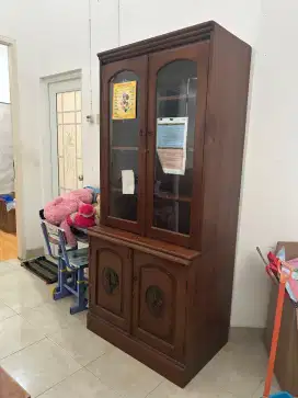 Dijual Lemari Buku dan Meja Belajar Jati