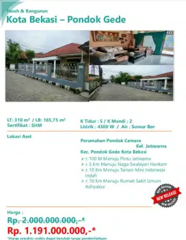 Dijual Rumah Pondok Cemara Jatiwarna Pondok Gede