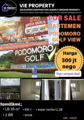 Apartemen Murah 2BR di Podomoro Golf View Cimanggis