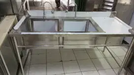 Sink 2 lubang ukuran 170x75x85 ukuran lubang 50x50x30, kondisi baru