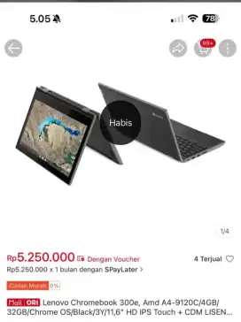 LENOVO CHROMEBOOK  300e, Amd A4-9120C/4GB/32GB/Chrome OS/Black/3Y