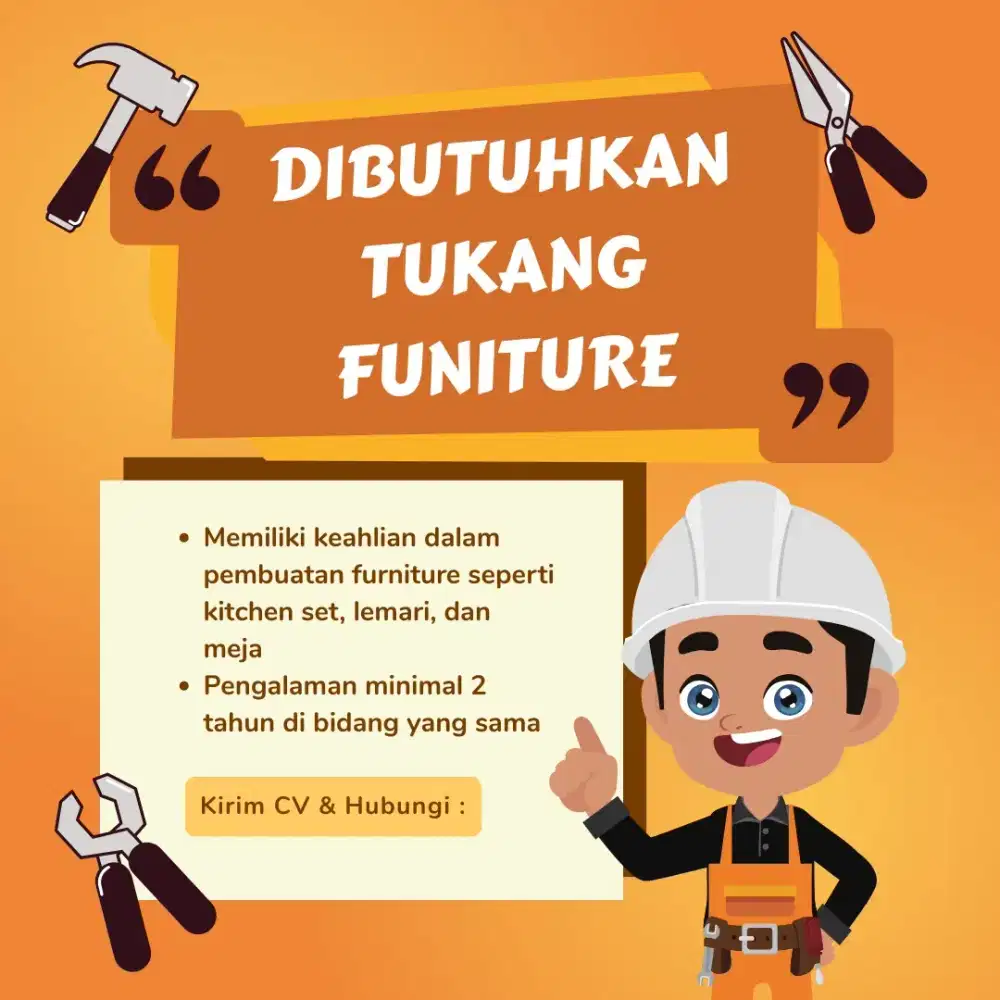 Dicari Tukang Kayu / Furniture
