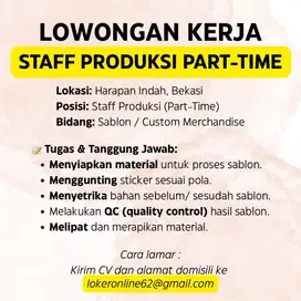 Lowongan kerja staff produksi part time