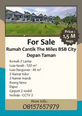Dijual Cepat Rumah Cantik The Miles BSB City