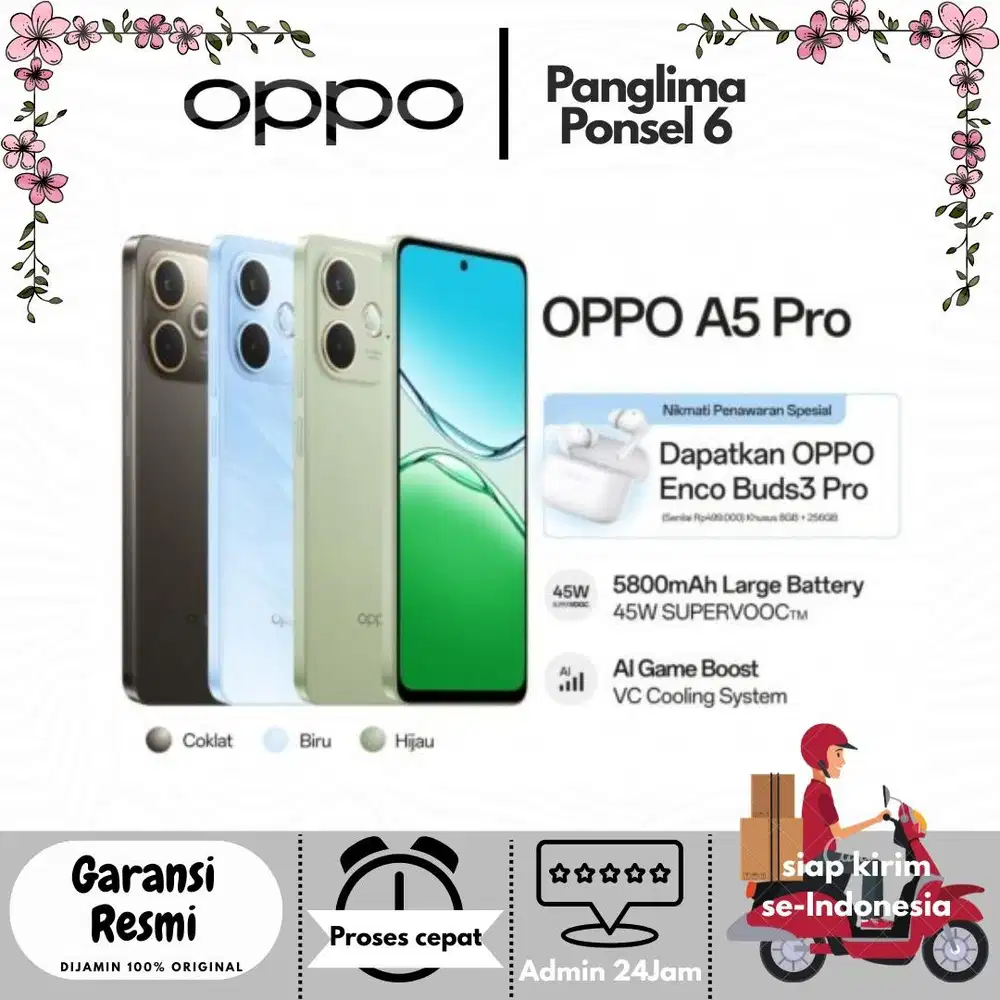 Cuci gudang Oppo A5pro 16/256 free enco buds3 pro 499k