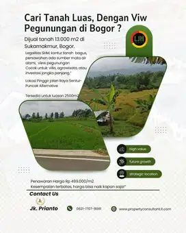 Investasi Lahan dengan View Pegunungan + Sumber Mata Air, di Bogor