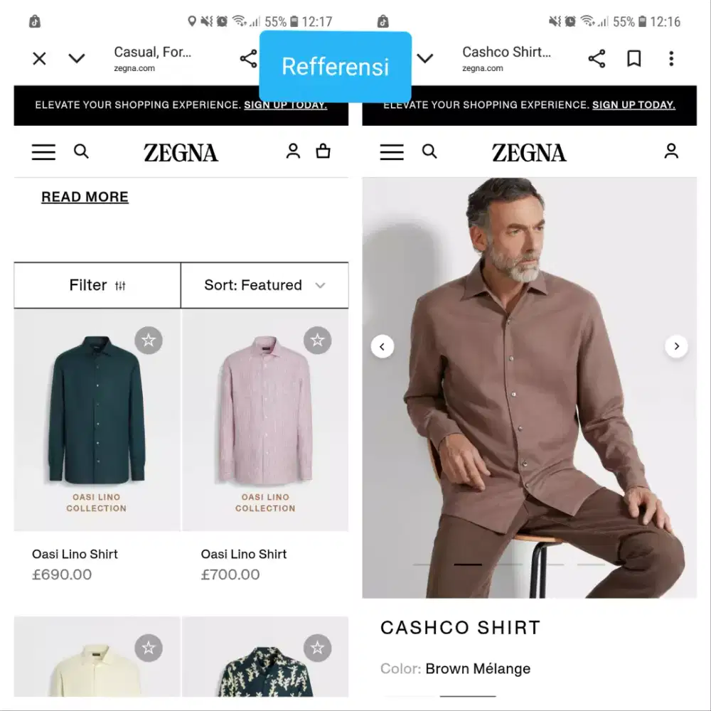Authentic kemeja ermenegildo zegna shirt