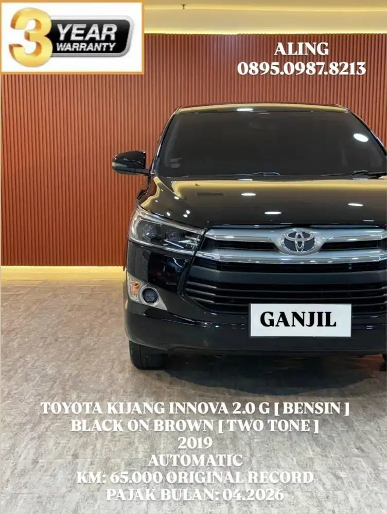 [ 3 YEAR WARRANTY ] TOYOTA INNOVA G 2.0 AT 2019 [ BENSIN ]