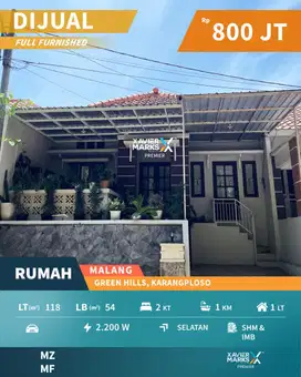 Rumah 1 Lantai Siap Huni Furnished di Grenn Hills Karangploso Malang