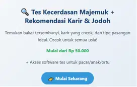 Tes Kecerdasan Majemuk + Rekomendasi Karir & Jodoh — Mulai Rp 50.000!
