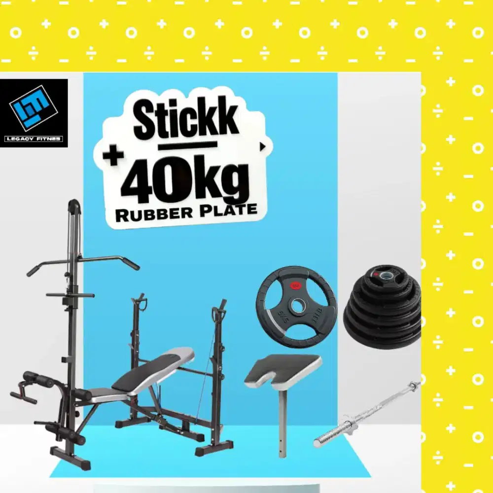 Benchpress Legacy + Rubber Plate 40kg alat fitnes TJG-113