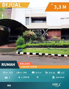 Rumah SHM Tengah Kota Lingkungan Aman di Langsep Sukun Malang
