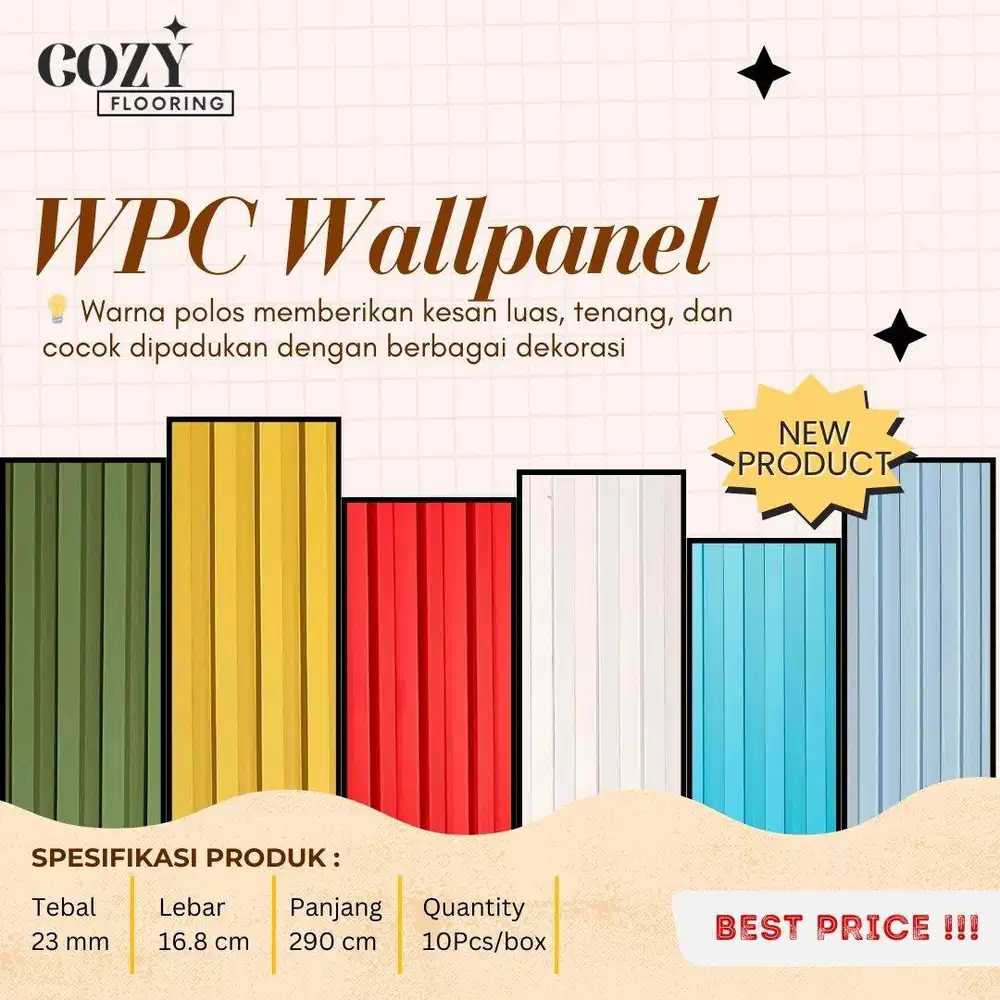 WPC Wallpanel Youra warna solid / Polos panjang 2,9m | Wallpanel warna