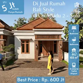 Rumah Baru Desain Bali Style Di Jual, Dekat Airport Solo