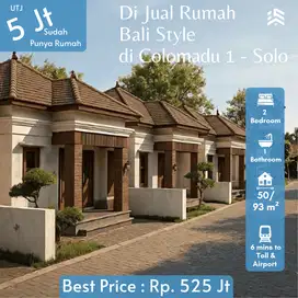 Rumah Bali Style di Colomadu - Solo, 3 mnit Rumah Jokowi & UMS