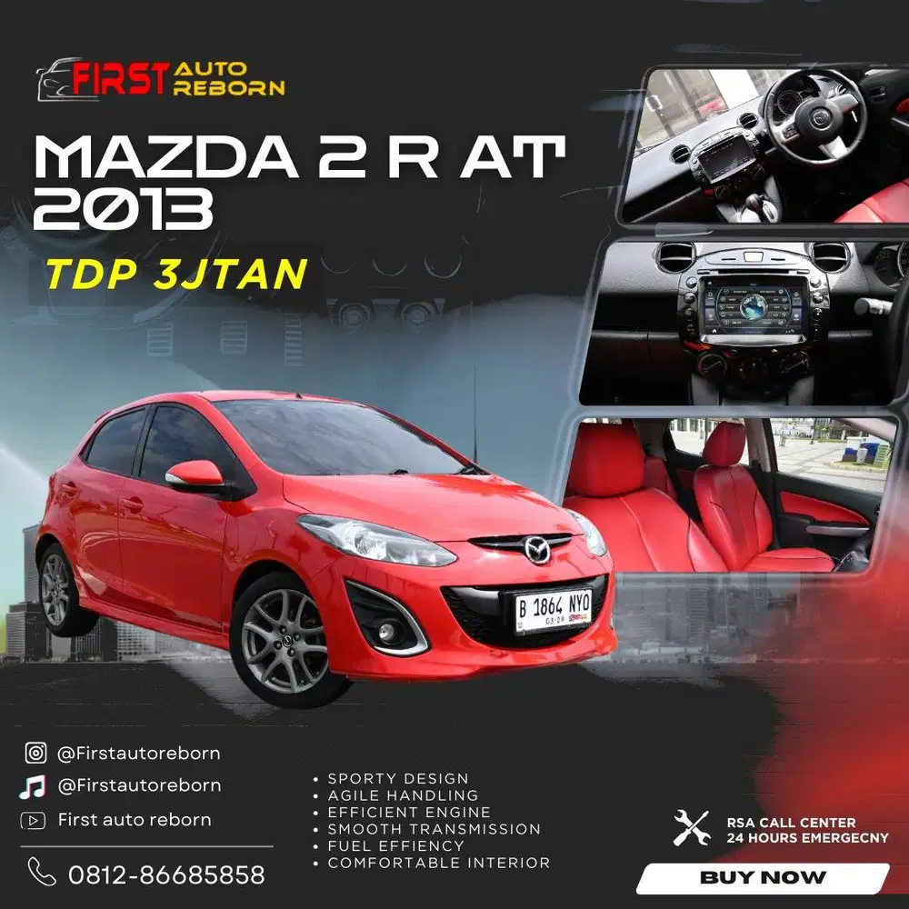 (TDP3jtan) Mazda 2 Hatchback 2013 RED