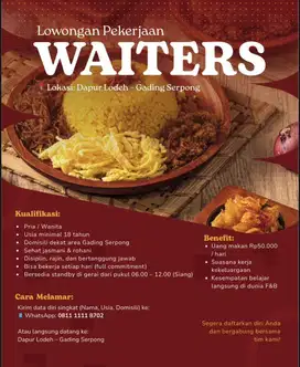 Dicari waitress/ pramusaji