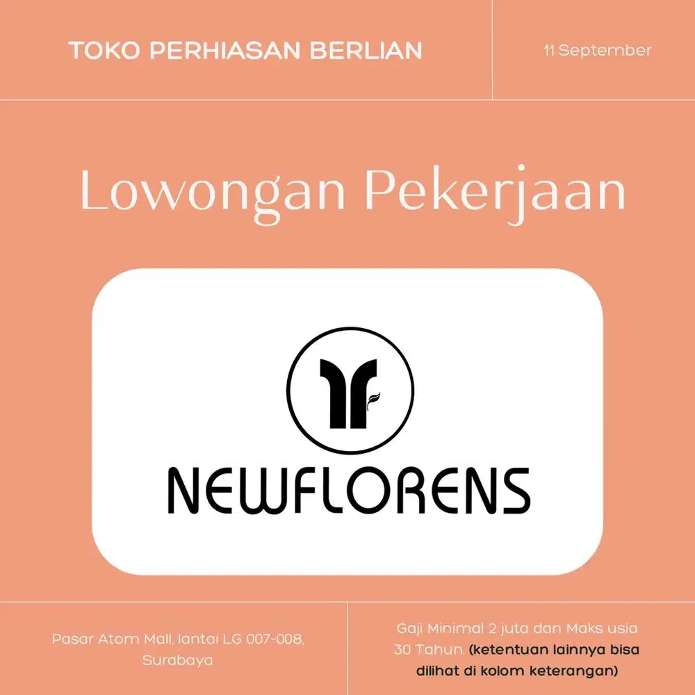 Lowongan Pekerjaan : Sales/SPG Toko perhiasan