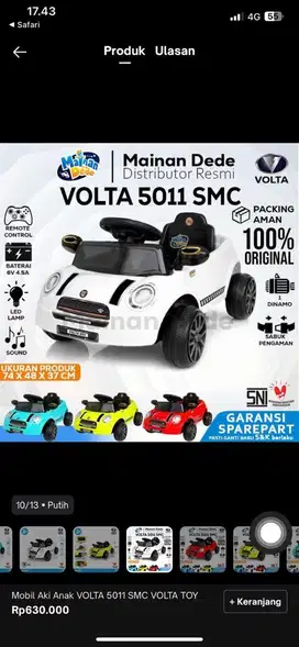 Mobil Aki Mainan Anak Volta 5011 SMC (BARU)
