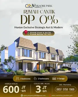 Rumah Cantik 2 lantai harga murah tanpa DP di Tangerang Dekat TOL