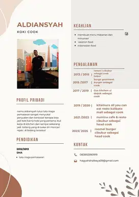 Cari kerja cook atau sous chef atau barista
