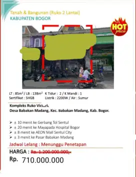Dijual Ruko Victoria Babakan Madang Bogor