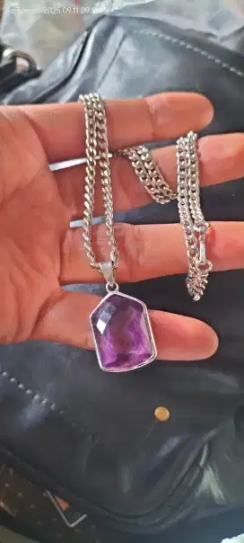 Kalung & Liontin Perak Batu Kecubung