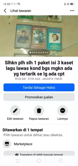 Slhkn plh slh 1 paket ada 3 kaset Ita lagu lawas kond bgs mgkn  perlu